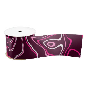 Hot pink damascus abstract swirls cool pattern satin ribbon