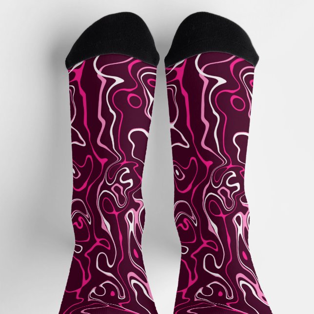 Hot pink damascus abstract swirls cool pattern socks (Top)