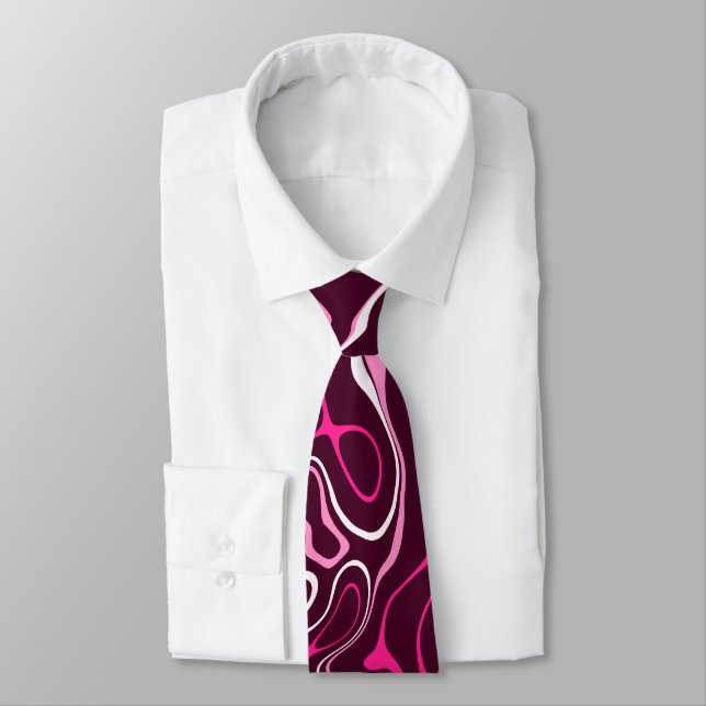 Hot pink damascus abstract swirls cool pattern tie (Tied)
