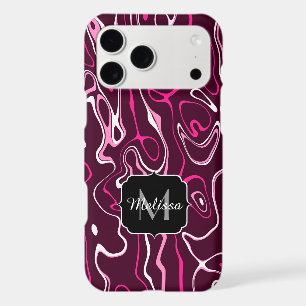 Hot pink damascus abstract swirls Custom Monogram