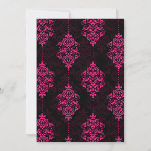 Hot Pink Damask & Black Wedding Invitations