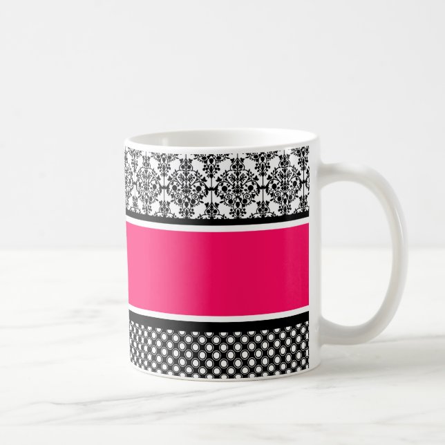 hot pink damask coffee mug (Right)