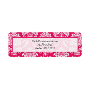 Hot Pink Damask Customisable Address Labels