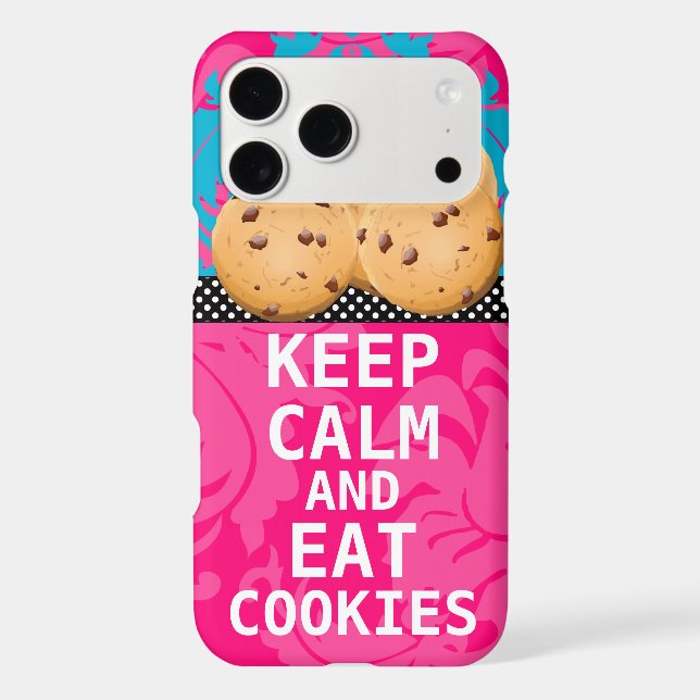 Hot Pink Damask KEEP CALM AND Eat Cookies (Back)