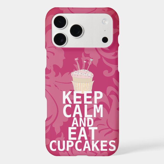 Hot Pink Damask KEEP CALM AND Eat Cupcakes (Back)