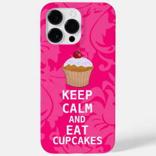 Hot Pink Damask KEEP CALM AND Eat Cupcakes Case-Mate iPhone 14 Pro Max Case