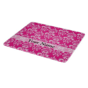 Hot pink damask pattern cutting board