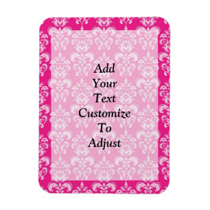 Hot pink damask pattern magnet