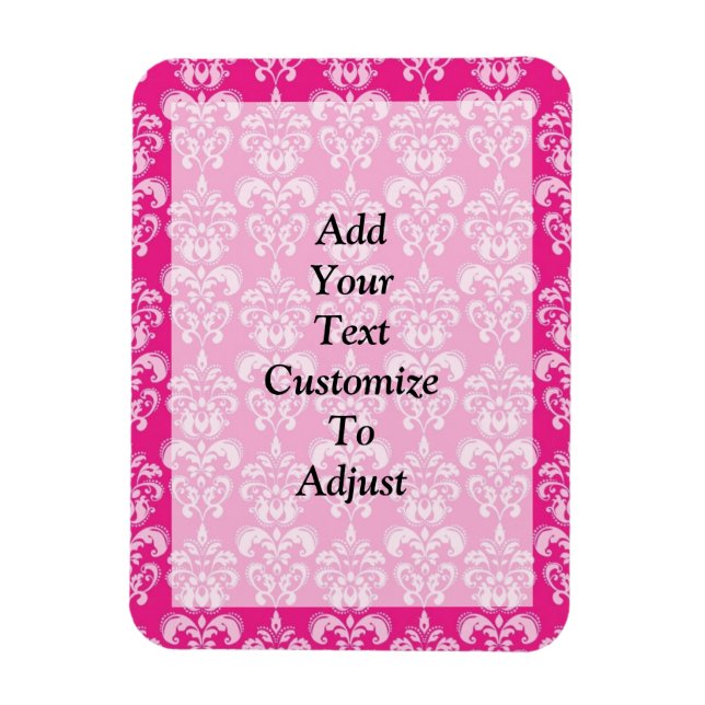 Hot pink damask pattern magnet (Vertical)