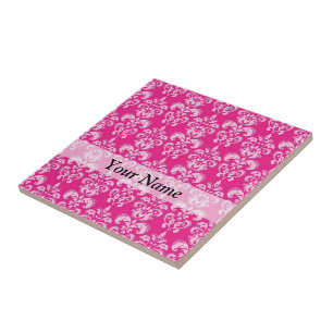 Hot pink damask pattern tile