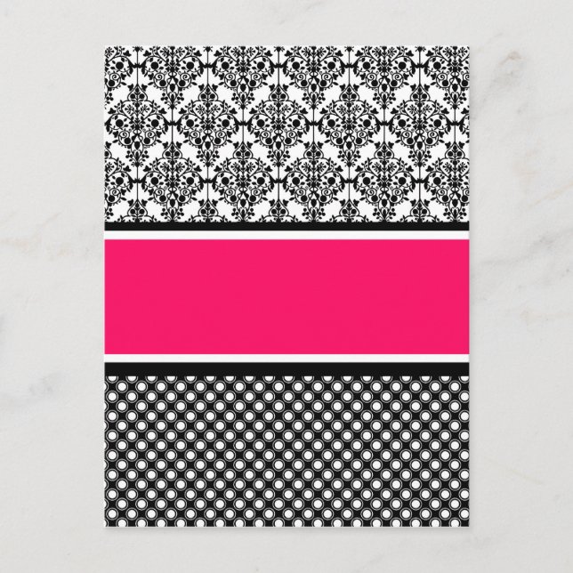 hot pink damask postcard (Front)