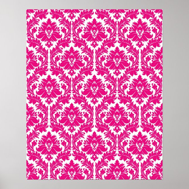 Hot Pink Damask Poster (Front)
