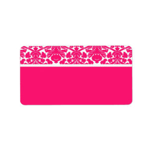 Hot Pink Damask Wedding Address Labels