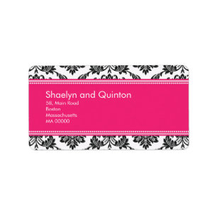 Hot Pink Damask Wedding Address Labels
