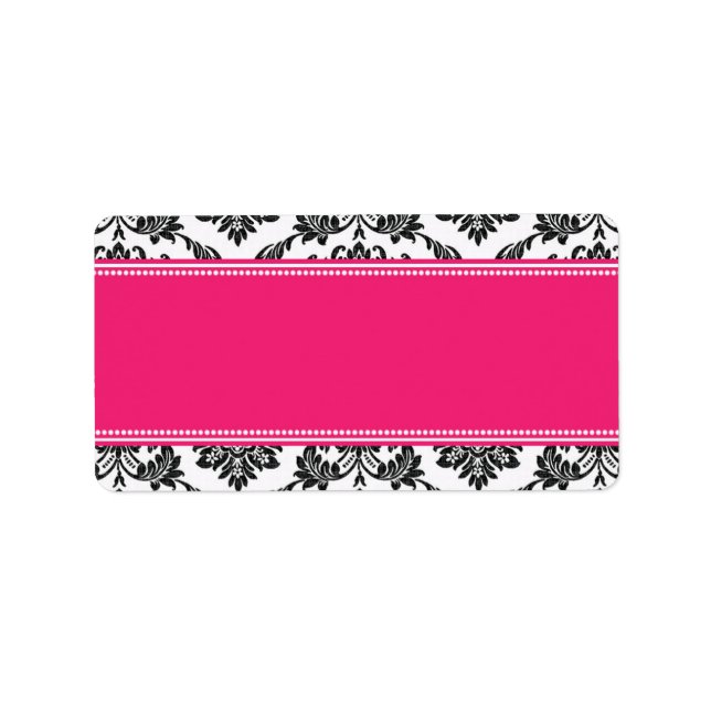Hot Pink Damask Wedding Address Labels (Front)
