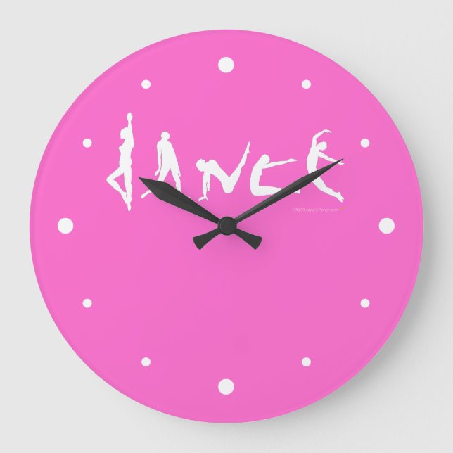 Hot Pink Dance Dancers Wall Clock for Studio Etc (Front)