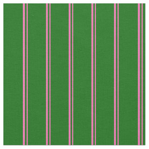 Hot Pink & Dark Green Coloured Stripes Pattern Fabric