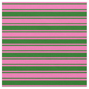 Hot Pink & Dark Green Pattern of Stripes Fabric