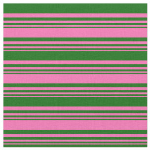 Hot Pink & Dark Green Stripes/Lines Pattern Fabric