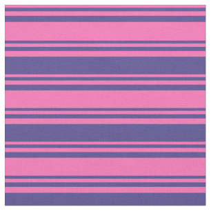 Hot Pink & Dark Slate Blue Stripes Pattern Fabric