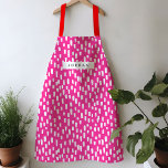 Hot Pink Dashing Apron<br><div class="desc">Bright and cheerful, this vibrant coloured apron features hand-drawn dashes for a playful pattern year round. Personalise with your own name or give as a practical and thoughtful gift!</div>