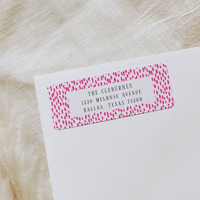 Hot Pink Dashing Return Address Label (Hot pink and white dashing playful return address labels.)