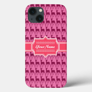 Hot Pink Deer, Personalised Name iPhone 13 Case