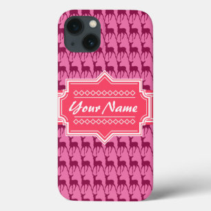 Hot Pink Deer, Personalised Name iPhone 13 Case