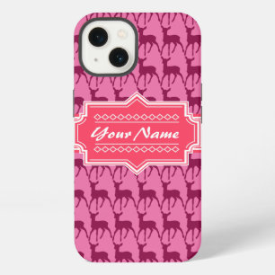 Hot Pink Deer, Personalised Name iPhone 13 Case