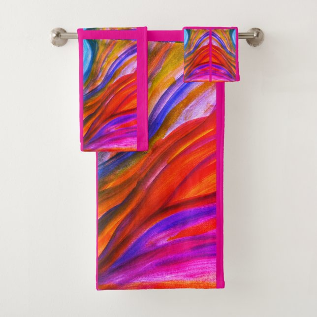 Hot Pink Desert Inspirations Bath towel set (Insitu)