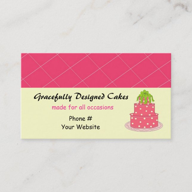 Hot Pink Designer Cake Business Card (Front)