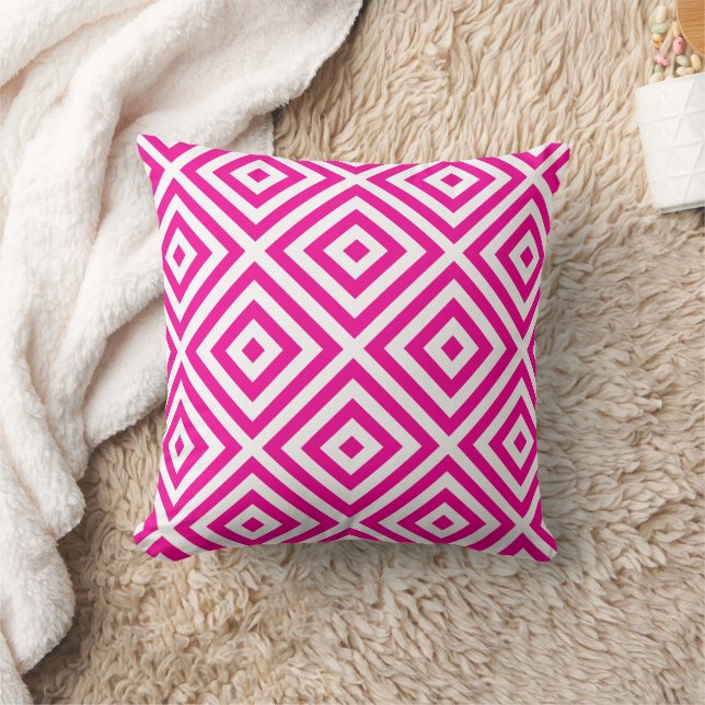 Hot Pink Diamond Pattern Throw Pillow (Blanket)