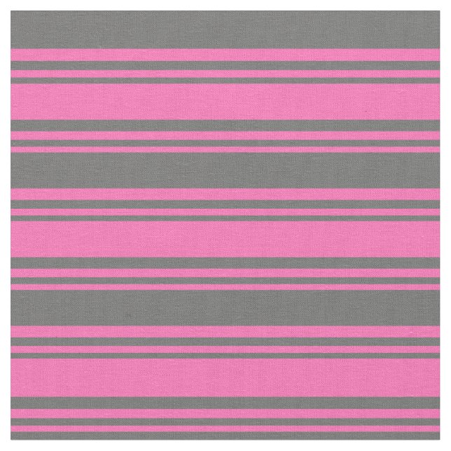Hot Pink & Dim Grey Coloured Striped/Lined Pattern Fabric (Close Up)