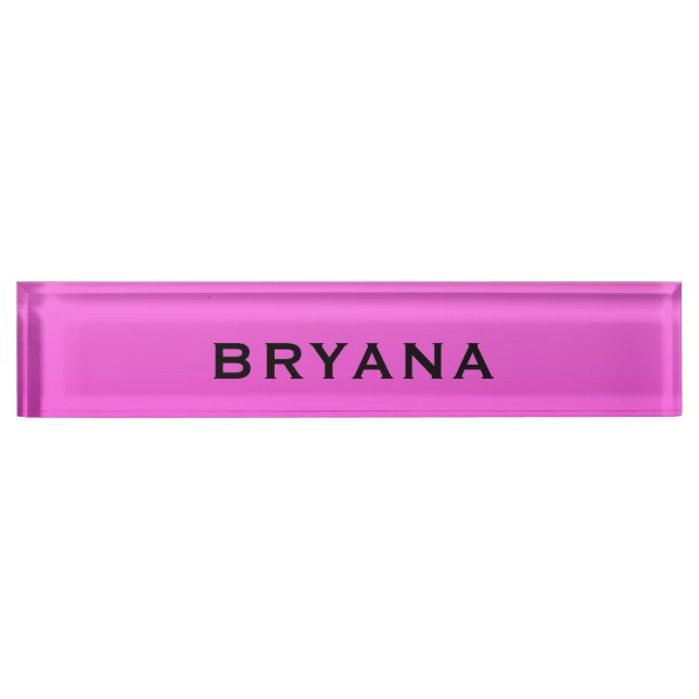 Hot Pink Dipped Modern Bright Personalised Desk Nameplate (Front)