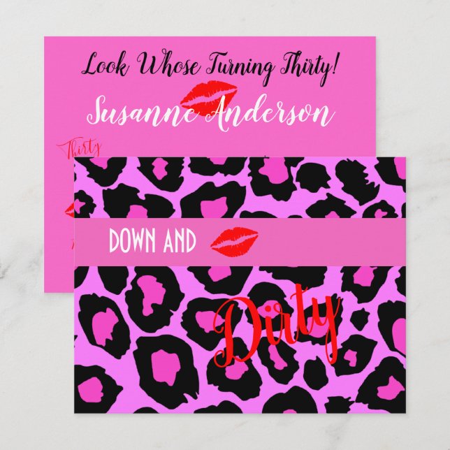 Hot Pink Dirty 30 Turning 30 Thirtieth Birthday Invitation (Front/Back)