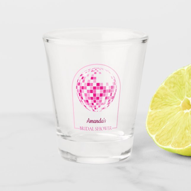 Hot Pink Disco Boogie Bridal Shower Shot Glass (Front)