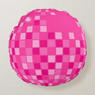Hot Pink Disco Boogie Round Cushion