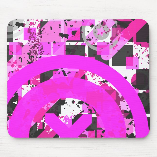 hot pink distressed chex : mouse mat (Front)