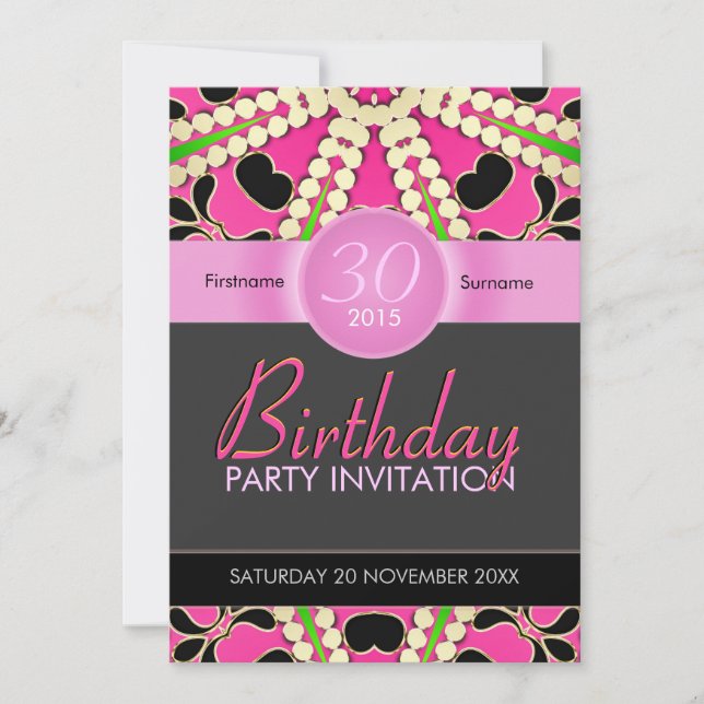 Hot Pink Diva Celebrate Age Birthday Invitations (Front)