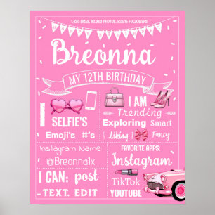 Hot Pink doll birthday party milestone sign 1078