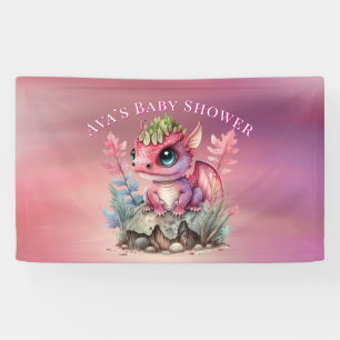 Hot Pink Dragon Girl Baby Shower Banner