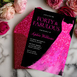 Hot Pink Dress Black 40th Birthday Party  Invitation<br><div class="desc">Hot Pink Dress Black 40th Birthday Party Forty & Fabulous Invitation
Variations to the invitation and matching items in our store</div>