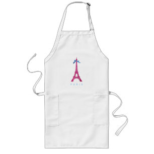 Hot Pink Eiffel Tower in faux glitter Long Apron