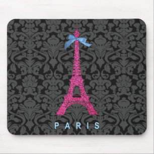 Hot Pink Eiffel Tower in faux glitter Mouse Mat