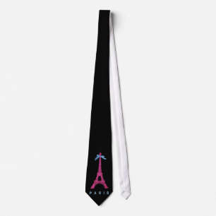 Hot Pink Eiffel Tower in faux glitter Tie