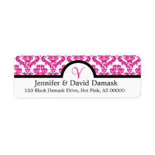 Hot Pink Elegant Monogram V Damask