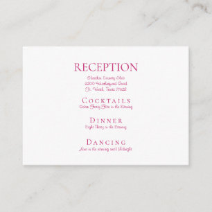 Hot Pink Elegant Wedding Reception Enclosure Card