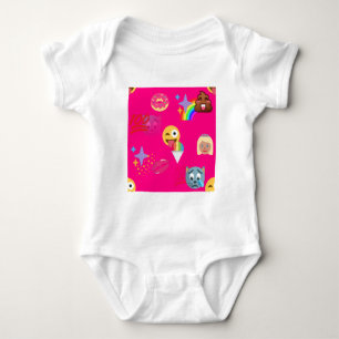 hot pink emoji baby bodysuit