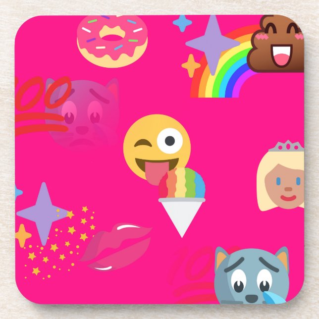 hot pink emoji coaster (Front)