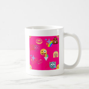 hot pink emoji coffee mug